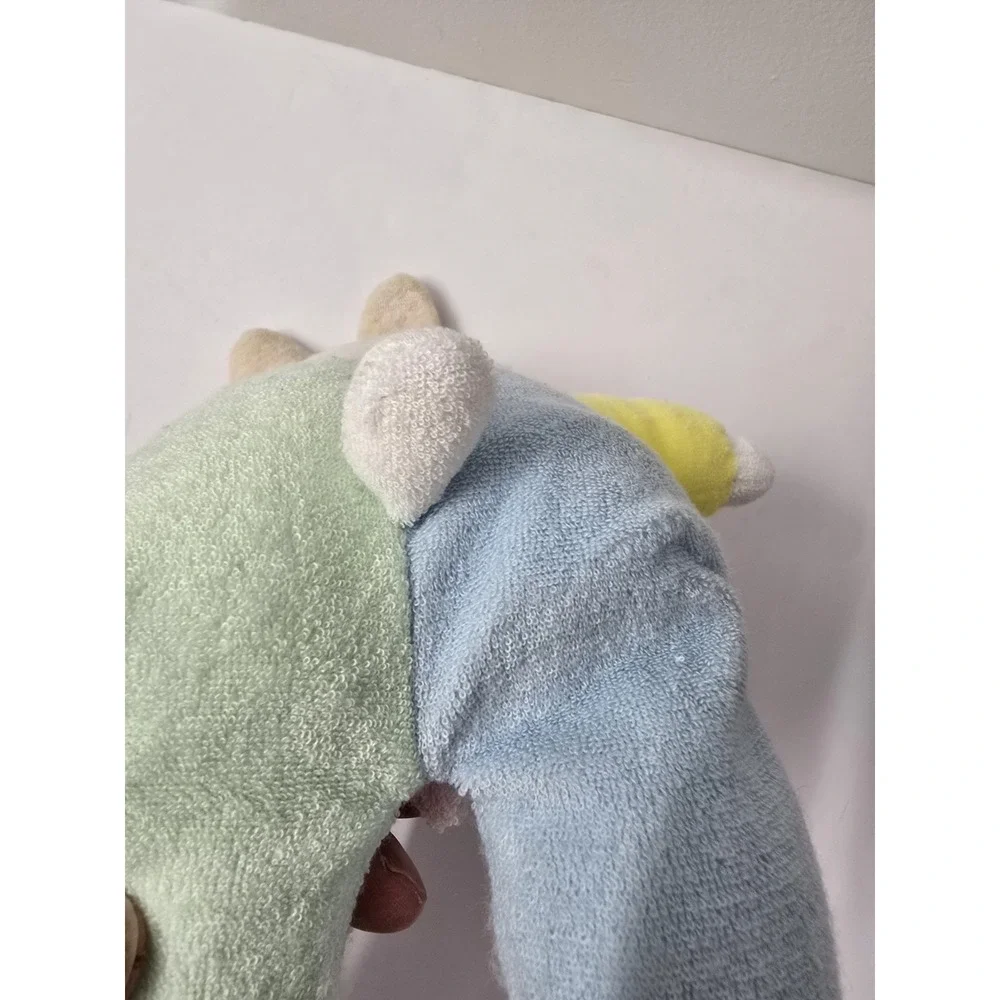 Vtg SOFT DREAMS Pastel Terry Cloth Bunny Rabbit Slippers Plush Baby Rattle 13
